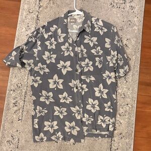 Floral Gray Men's Hawaiian Shirt Corduroy Material. Pattern all through.